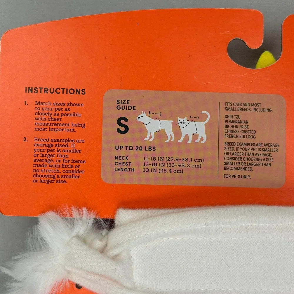 Boots & Barkley Chicken Pet Costume Small White Plush Cat Dog Halloween Outfit